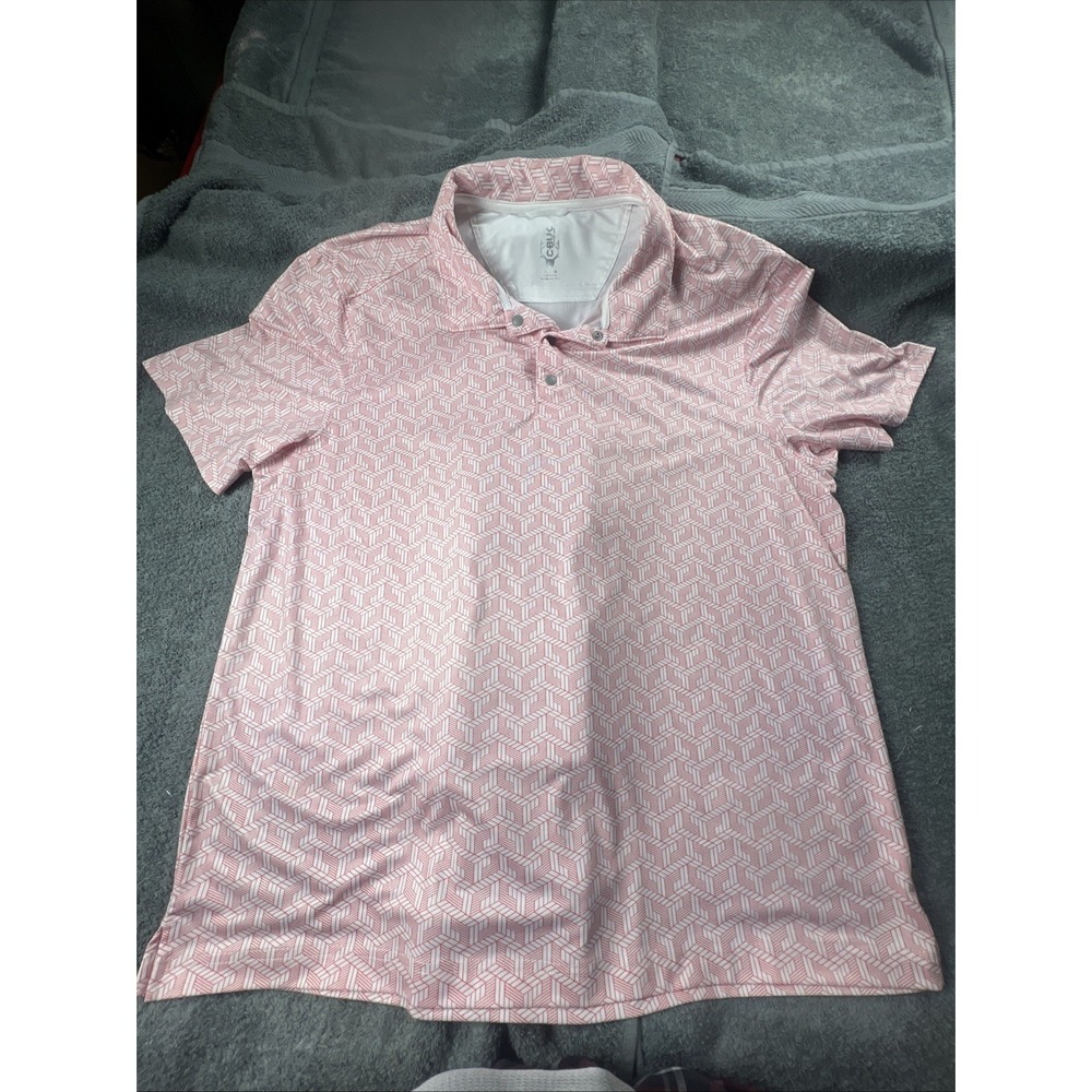 Cutter & Buck Men's Collared Short Sleeve‎ Geometric Print Golf Polo Shirt  XL